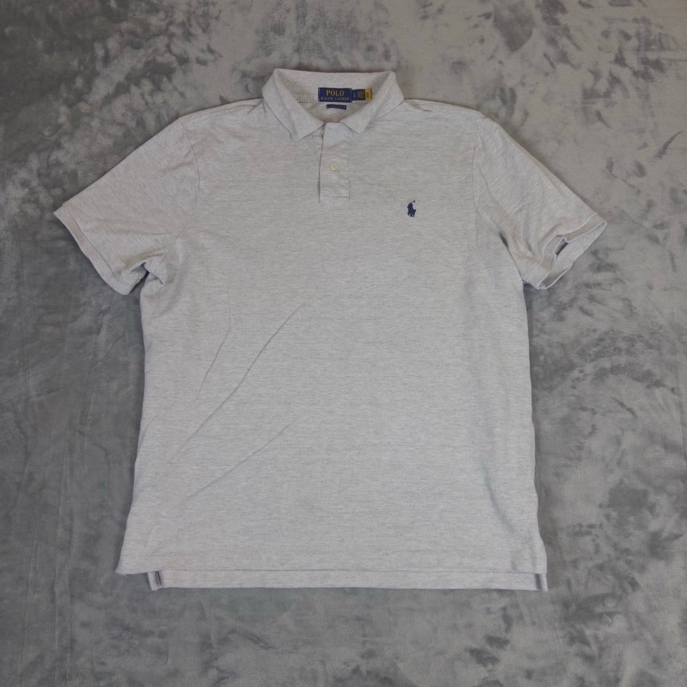 Polo Ralph Lauren Polo Shirt Mens Large Grey Short Sleeve Classic Fit Cotton